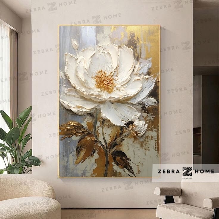 Yağlı Boya Dokulu Çiçek Tablo