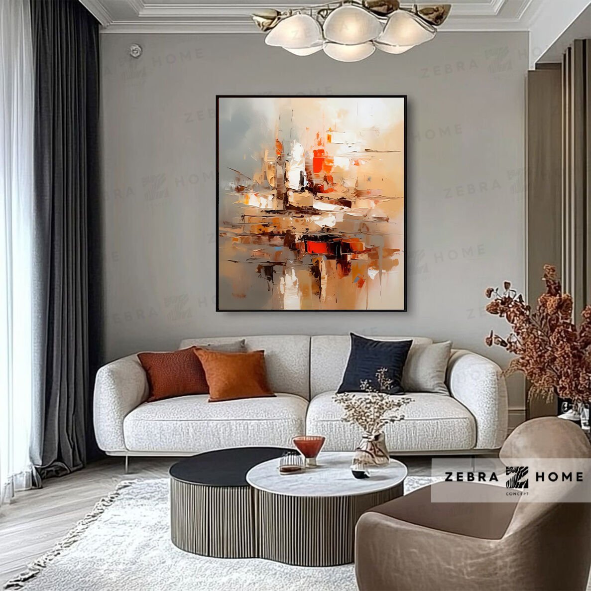 Yağlı Boya Dokulu Soyut Tablo