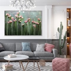 Soyut Soft Çiçekler Yağlı Boya Dokulu Tablo