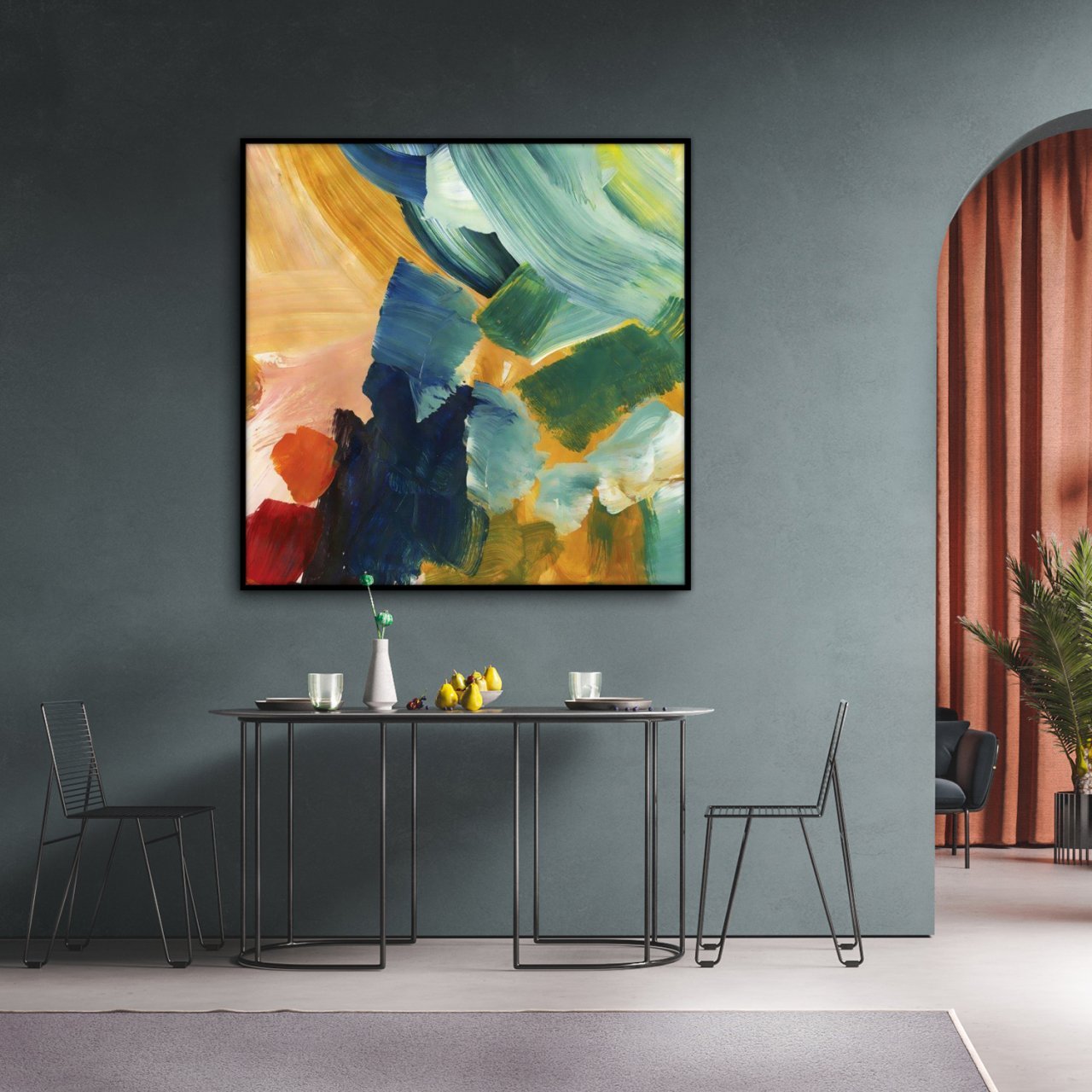 Renkli Fırçalar Yağlı Boya Dokulu Tablo