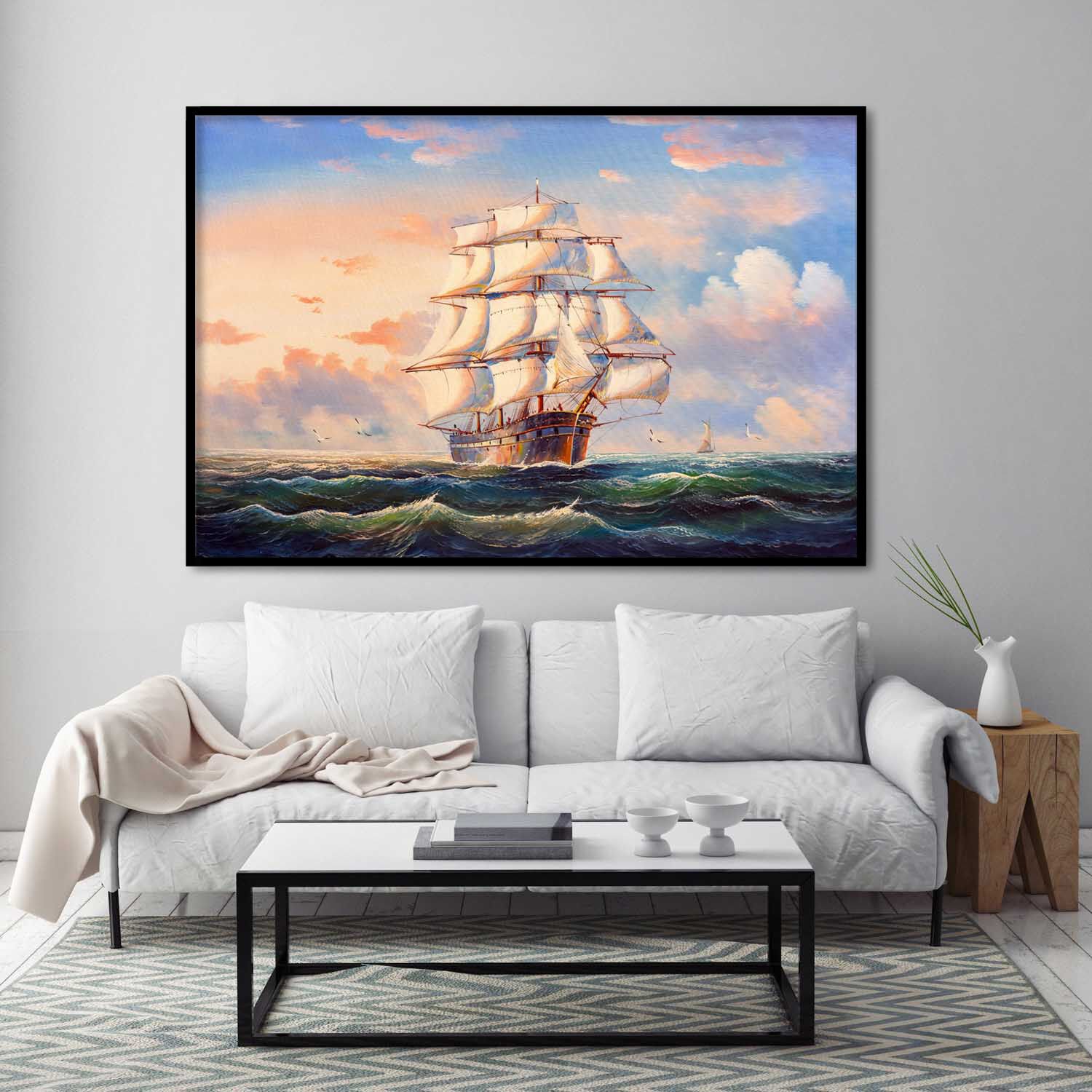 Yağlı Boya Dokulu Yelkenli Tablo