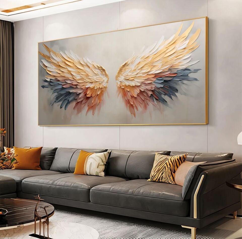 Yağlı Boya Dokulu Melek Kanadı Tablo