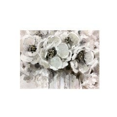 Soyut Beyaz Çiçekler Yağlı Boya Dokulu Tablo