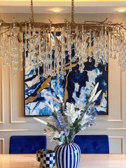 Soyut Navy Gold Yağlı Boya Dokulu Tablo