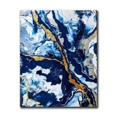Soyut Navy Gold Yağlı Boya Dokulu Tablo