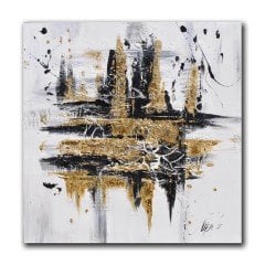 Soyut Gold n Black City Boya Dokulu Tablo