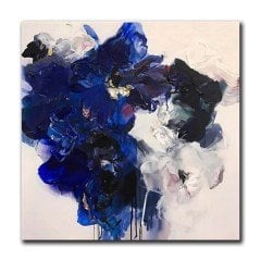 Blue Bouquet Yağlı Boya Dokulu Tablo