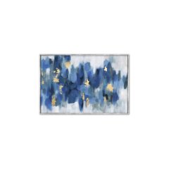 Abstract Blue with Gold Yağlı Boya Dokulu Tablo