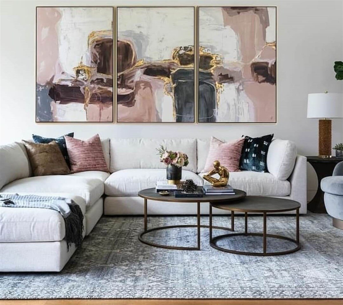 Pink Blush Bloquer I-II-III Yağlı Boya Dokulu Tablo