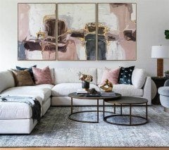 Pink Blush Bloquer I-II-III Yağlı Boya Dokulu Tablo