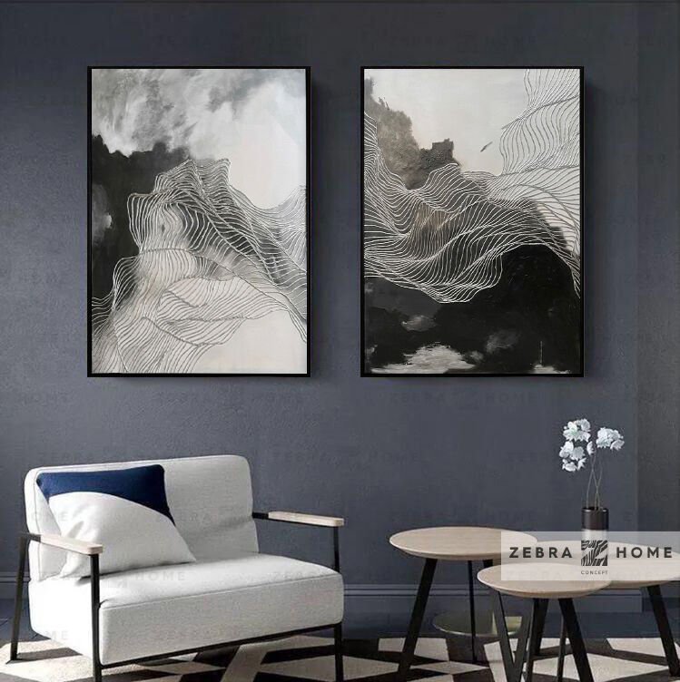 Yağlı Boya Dokulu Gümüş Kabartma Varak Soyut Tablo