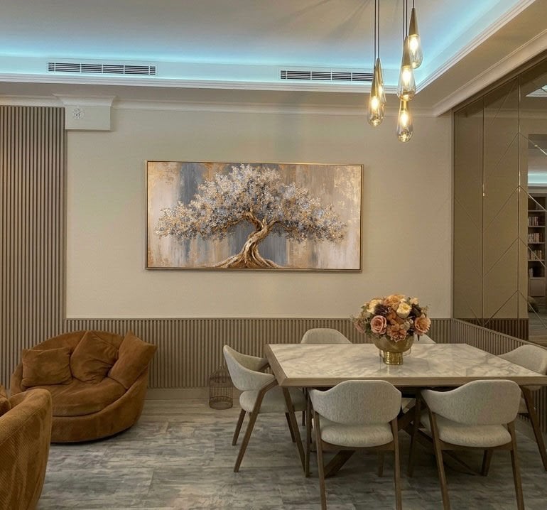 Yağlı Boya Dokulu Ağaç Tablo