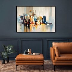 Renkli Şehir Yağlı Boya Dokulu Tablo