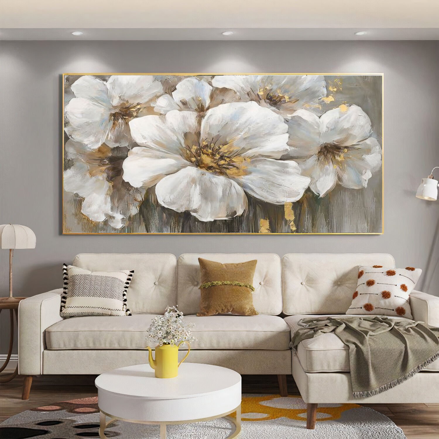 Yağlı Boya Dokulu Çiçek Tablo