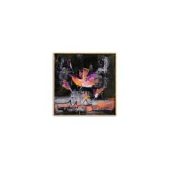 Soyut Oranj Çiçek Yağlı Boya Dokulu Tablo