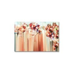 Somon Renk Soyut  Çiçekler Yağlı Boya Dokulu Tablo