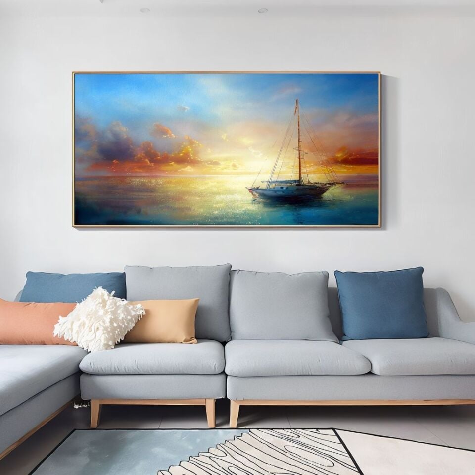 Yağlı boya dokulu yelken tablo