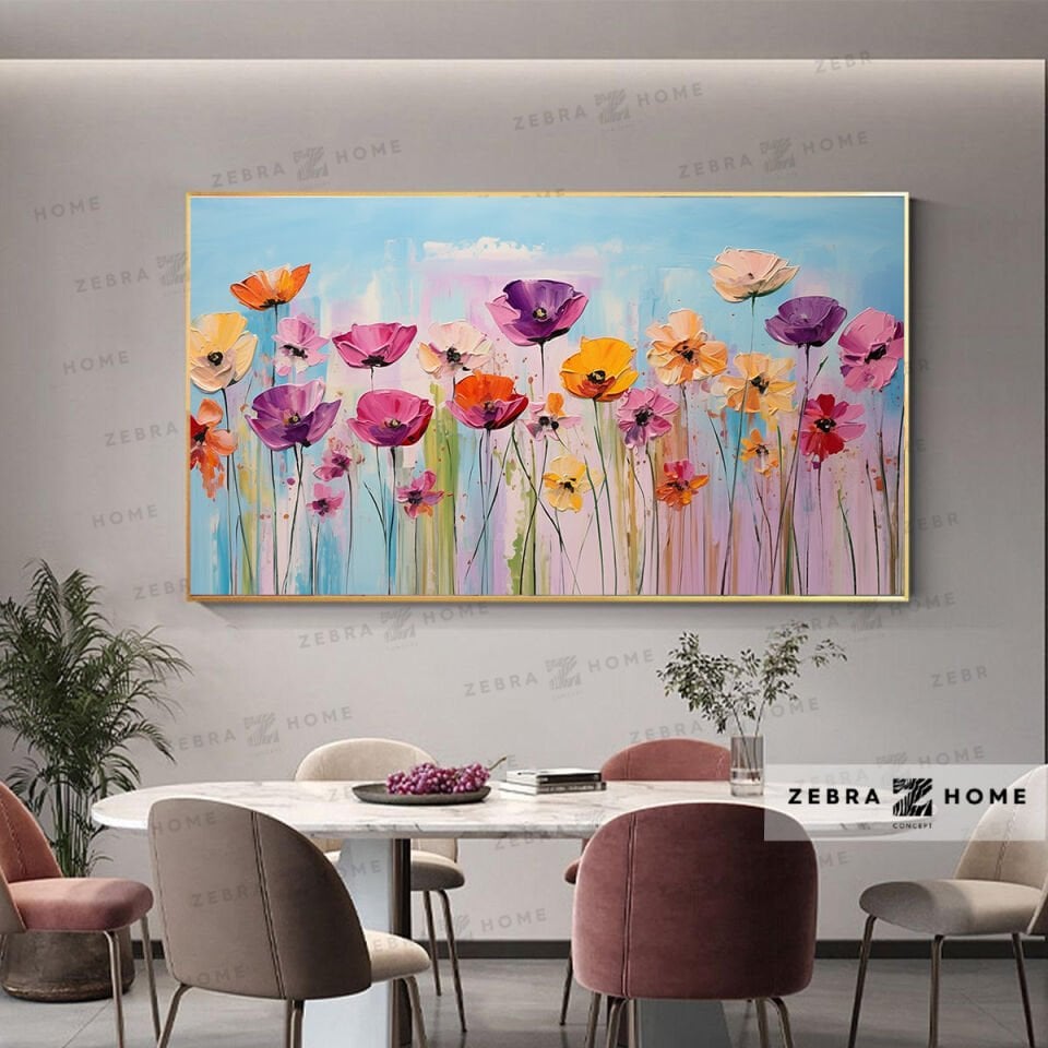 Yağlı Boya Dokulu Çiçek Tablo