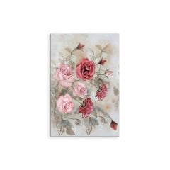 Pembe Kırmızı Güller Yağlı Boya Dokulu Tablo