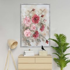 Pembe Kırmızı Güller Yağlı Boya Dokulu Tablo