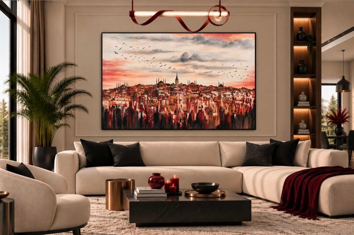 Yağlı Boya Dokulu İstanbul Tablo