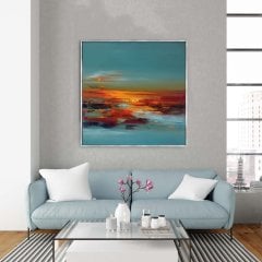 Abstract Sun Dawn Yağlı Boya Dokulu Tablo