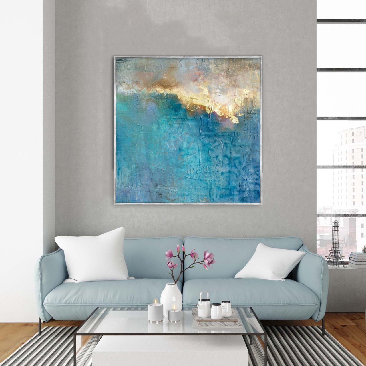 Abstract Sun Rise Yağlı Boya Dokulu Tablo