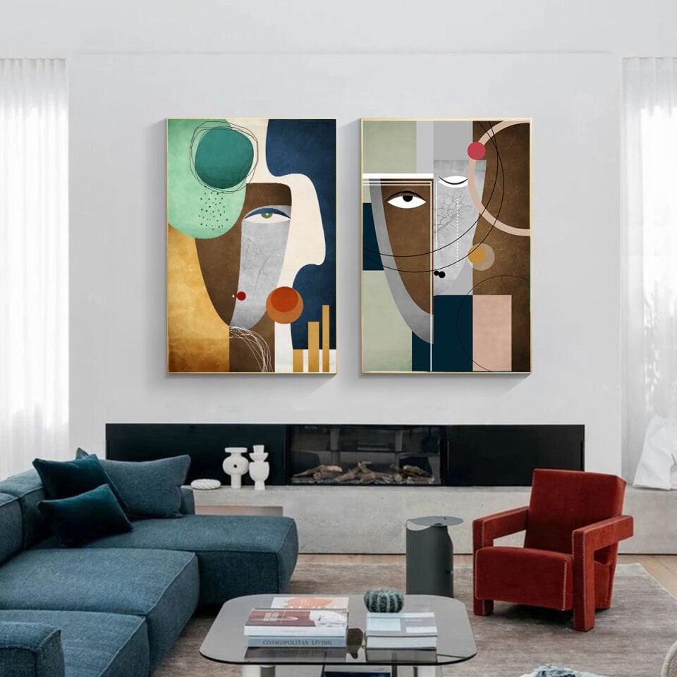 Yağlı Boya Dokulu 2'li  İnsan Tablo