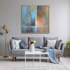 Abstract Sun Over Sea Yağlı Boya Dokulu Tablo