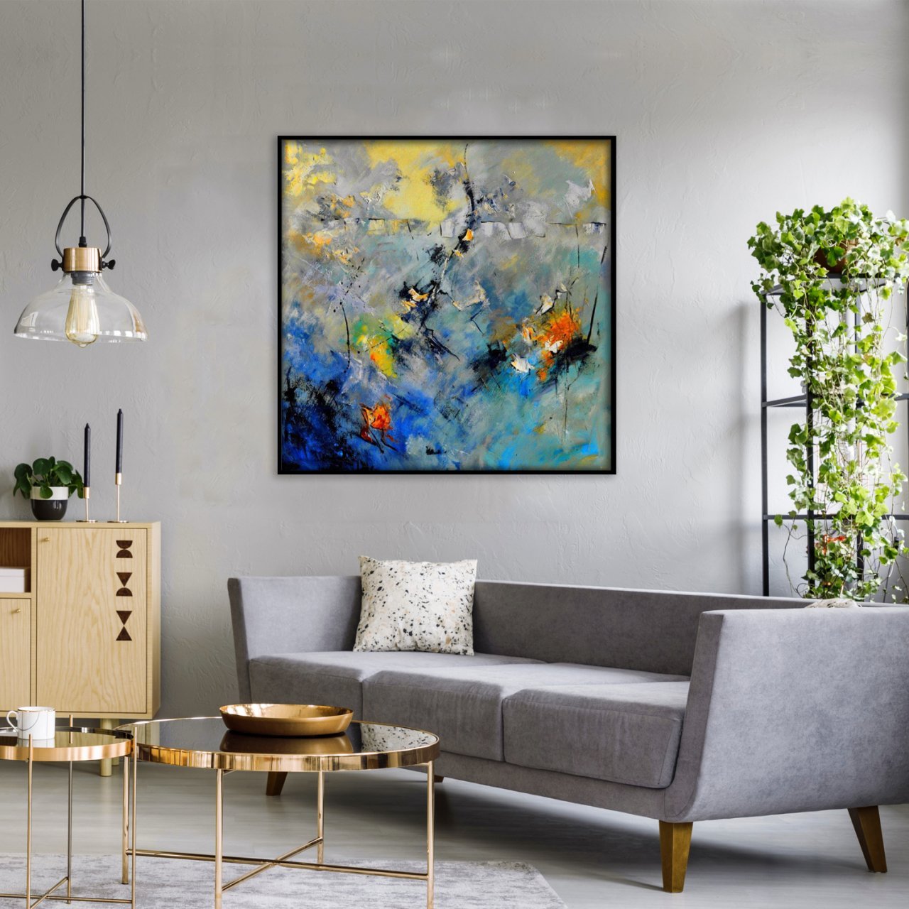 Beauty of Blue Yağlı Boya Dokulu Tablo