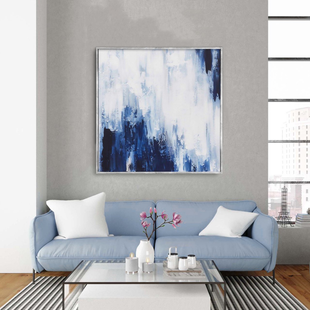 Soyut Şelale Yağlı Boya Dokulu Tablo