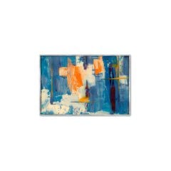 Soyut Turuncu Mavi Yağlı Boya Dokulu Tablo