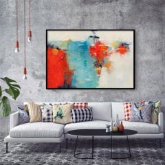 Soyut Fosforlu Renkli Yağlı Boya Dokulu Tablo