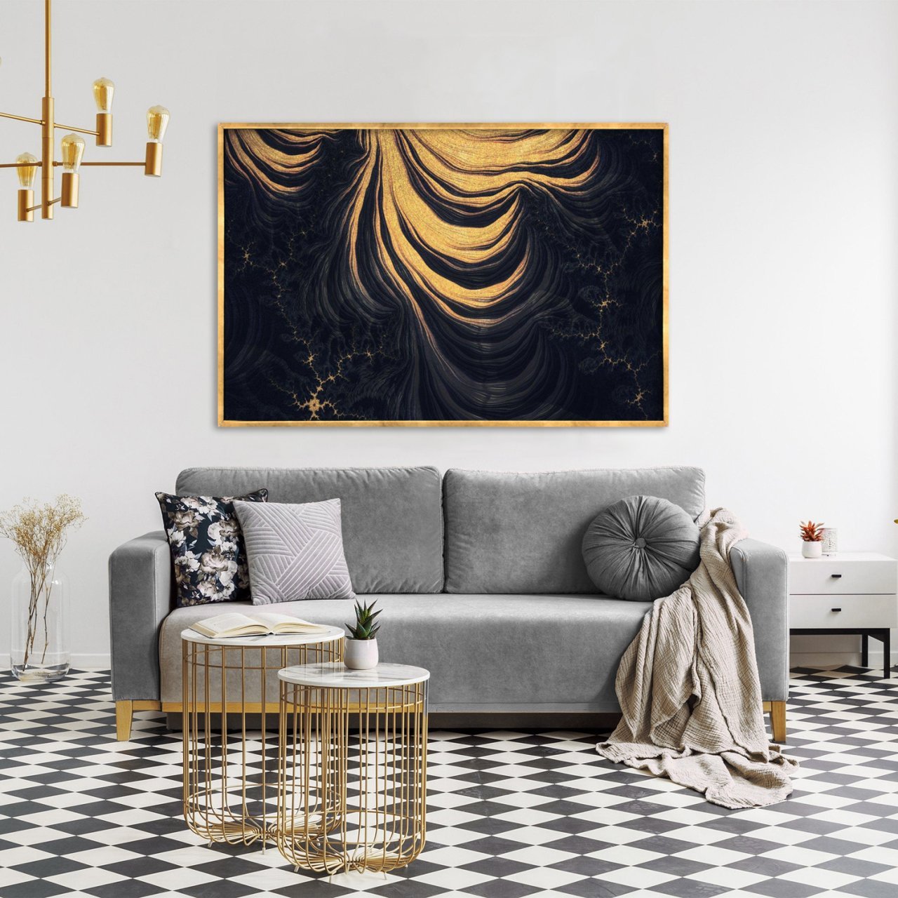 Black Gold Yağlı Boya Dokulu Tablo