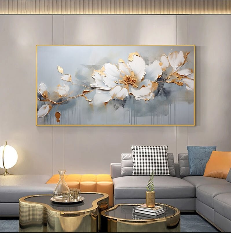 Yağlı Boya Dokulu Çiçek Tablo