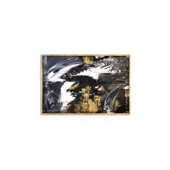 Siyah Beyaz Varaklı Yağlı Boya Dokulu Tablo