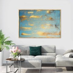 Blue with Gold Touch Yağlı Boya Dokulu Tablo