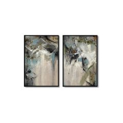 White Storm İkili Soyut Yağlı Boya Dokulu Tablo