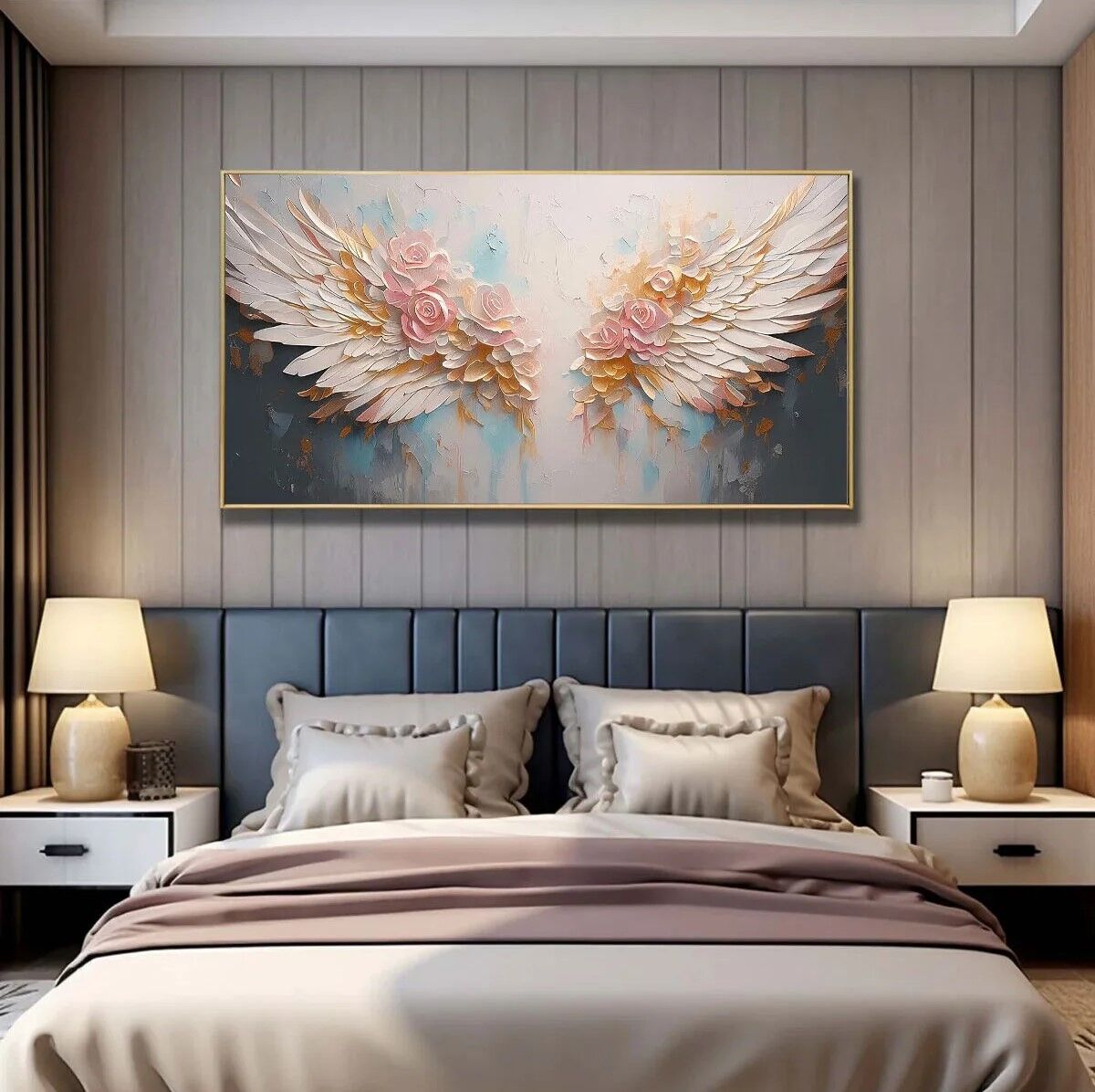 Yağlı Boya Dokulu Melek Kanadı Tablo