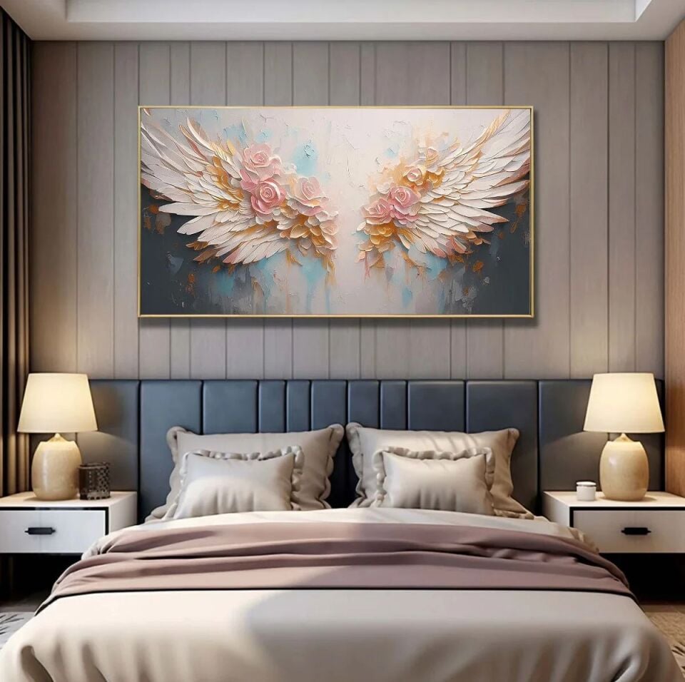 Yağlı Boya Dokulu Melek Kanadı Tablo