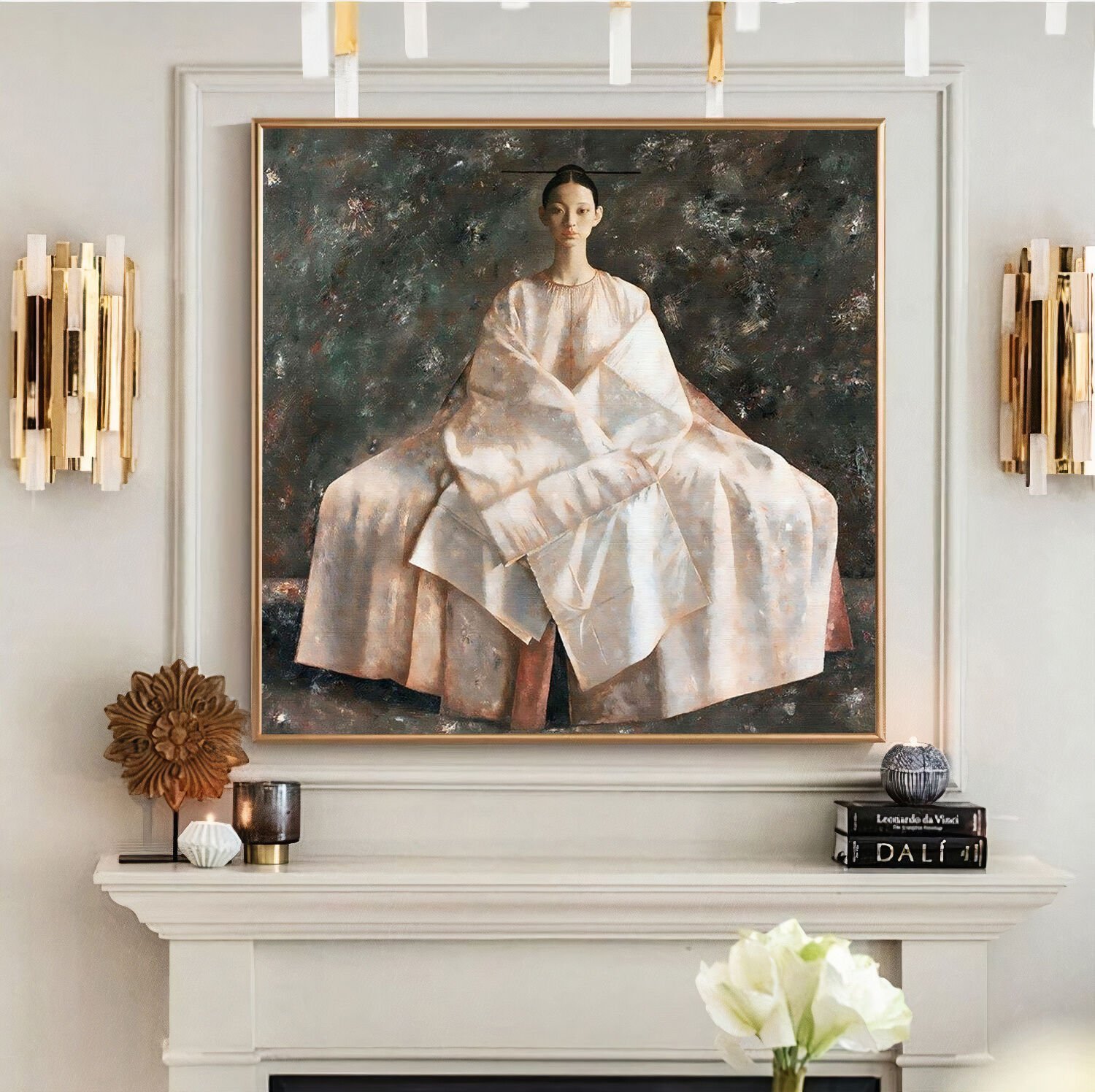 Yağlı Boya Dokulu Kimono'lu Kadın Tablo