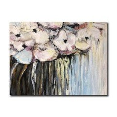 Soyut Çiçekler Yağlı Boya Dokulu Tablo