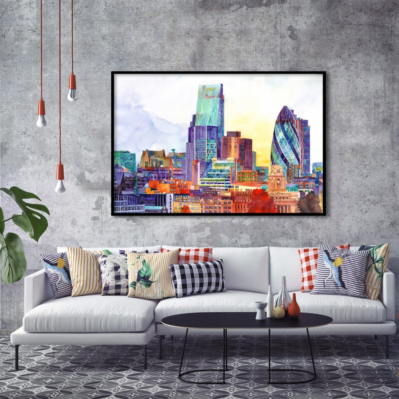 Soyut Gökdelenler Yağlı Boya Dokulu Tablo