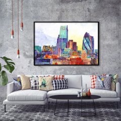 Soyut Gökdelenler Yağlı Boya Dokulu Tablo