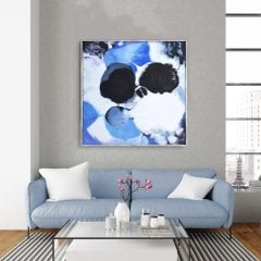 Abstract Blue Yağlı Boya Dokulu Tablo