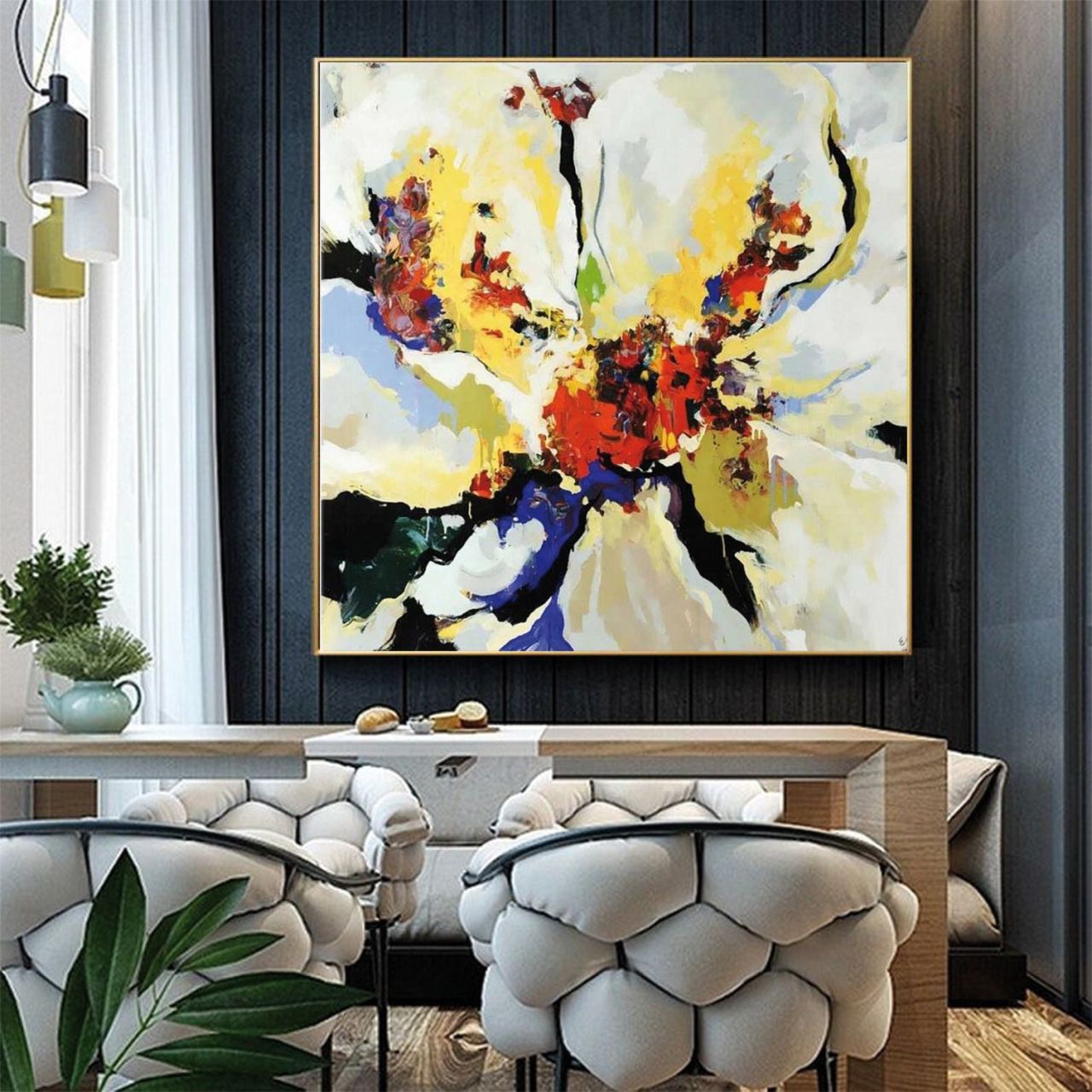 Renkli Hayaller Yağlı Boya Dokulu Tablo