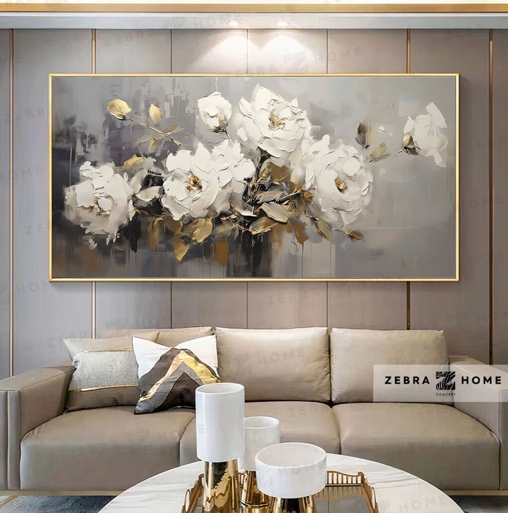 Yağlı Boya Dokulu Çiçek Tablo