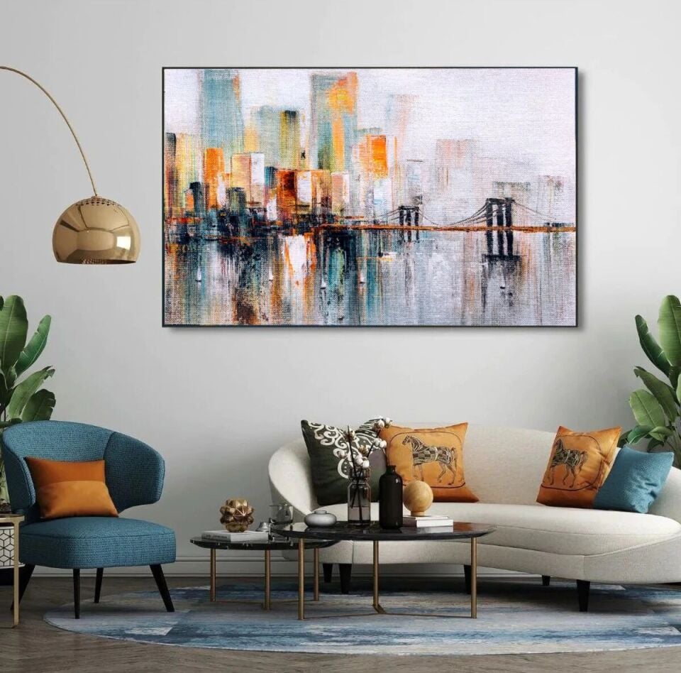 Yağlı Boya Dokulu Şehir Tablo