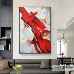 Red Yağlı Boya Dokulu Tablo