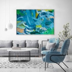 Blue Green Abstract Yağlı Boya Dokulu Tablo